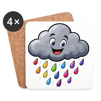 Nuage de pluie coloré Motif météo nuageuse drôle - Dessous de verre (lot de 4) - blanc - Devant