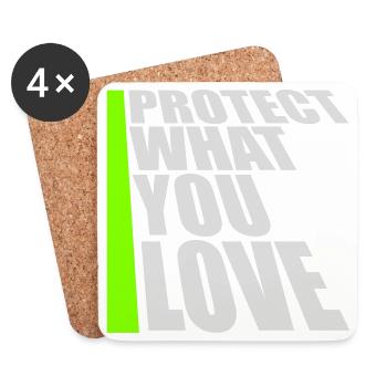 Protect What You Love Natur Schutz Statement Logo - Untersetzer (4er-Set) - Weiß - Vorne