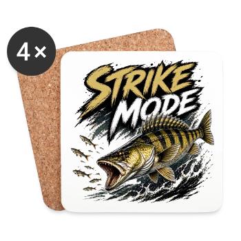 Strike Mode Zander – Predator Fishing Design - Coasters (set of 4) - white - Front