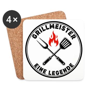 Vatertag Geschenk Papa Männertag Grill Grillen - Untersetzer (4er-Set) - Weiß - Vorne
