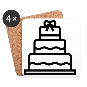 gâteau de mariage - Dessous de verre (lot de 4) - blanc - Devant