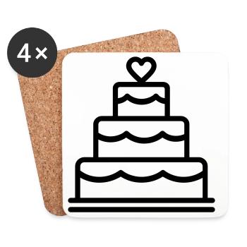 gâteau de mariage - Dessous de verre (lot de 4) - blanc - Devant