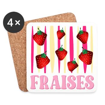 Fraises - Dessous de verre (lot de 4) - blanc - Devant