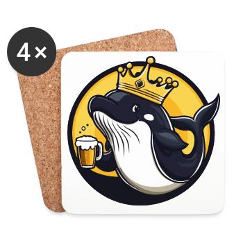 Bière baleine drôle - Dessous de verre (lot de 4) - blanc - Devant