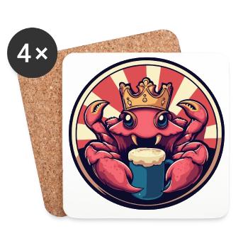 Bière crabe crabe drôle - Dessous de verre (lot de 4) - blanc - Devant
