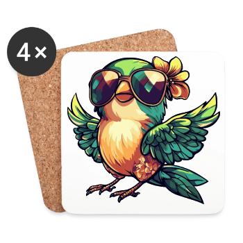 Kolibri Vogel Comic Urlaub - Untersetzer (4er-Set) - Weiß - Vorne