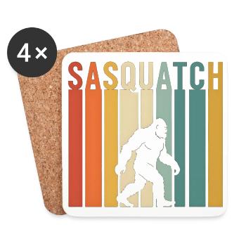  Bigfoot Silhouette Sasquatch style années 1970 - Dessous de verre (lot de 4) - blanc - Devant