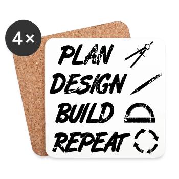 Plan Design Build Repeat - Coasters (set of 4) - white - Front