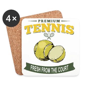 Sweat à capuche de tennis premium frais, chemise, tasse, sac - Dessous de verre (lot de 4) - blanc - Devant