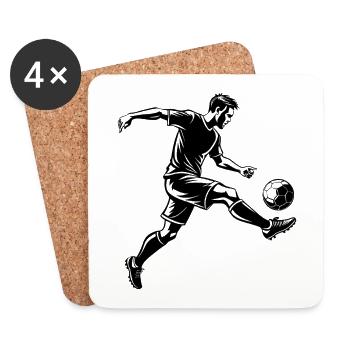 Footballeur - Dessous de verre (lot de 4) - blanc - Devant