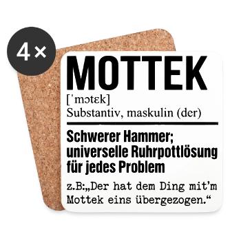 Mottek Definition, Ruhrpott, Ruhrgeiet Dialekt - Untersetzer (4er-Set) - Weiß - Vorne