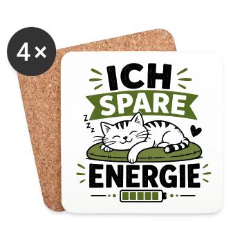 Ich Spare Energie Katze - Untersetzer (4er-Set) - Weiß - Vorne