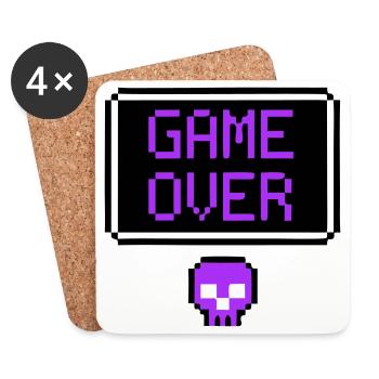 Game Over Skull Pixel Art - Coasters (set of 4) - white - Front