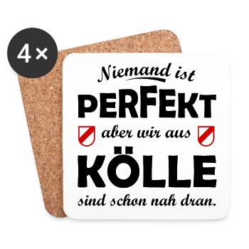 Köln - Doppeltes Wappenschild-Motiv - Untersetzer (4er-Set) - Weiß - Vorne