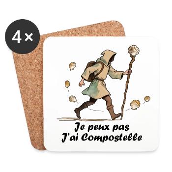 Je peux pas j'ai chemin de compostelle - Dessous de verre (lot de 4) - blanc - Devant