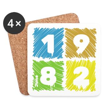 44. Écussons de Farbige du Geburtstag depuis 06/1982 - Dessous de verre (lot de 4) - blanc - Devant