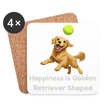 Golden Retriever Joy Tennis - Coasters (set of 4) - white - Front