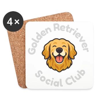 Golden Retriever Social Club - Coasters (set of 4) - white - Front