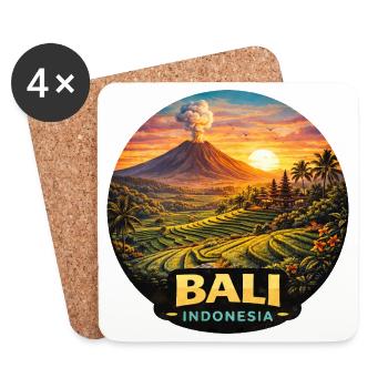 Exotische Bali Landschaft Reisplantagen Vulkan - Untersetzer (4er-Set) - Weiß - Vorne