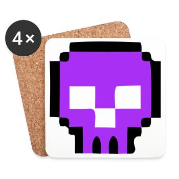 Pixel Skull Game Over - Coasters (set of 4) - white - Front