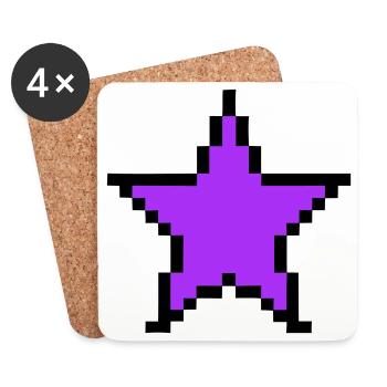 Pixel Star 8-Bit Power Up - Coasters (set of 4) - white - Front