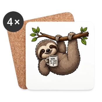 Lazy Sloth Coffee Break - Coasters (set of 4) - white - Front