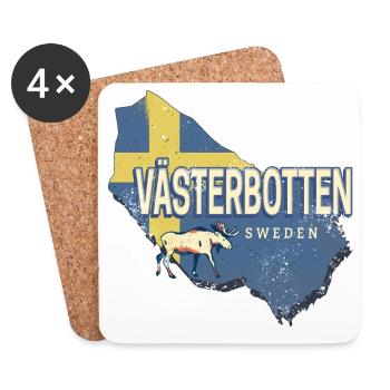 Västerbotten in Schweden Provinz mit Landkarte - Untersetzer (4er-Set) - Weiß - Vorne