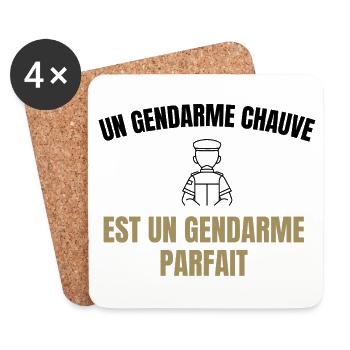 gendarme chauve / cadeau humour gendarme - Dessous de verre (lot de 4) - blanc - Devant