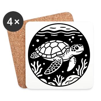 Sea Turtle - Coasters (set of 4) - white - Front