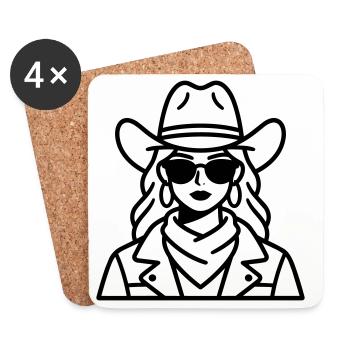 Cowboy girl - Dessous de verre (lot de 4) - blanc - Devant