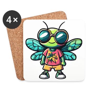 Vacances de bandes dessinées Dragonfly - Dessous de verre (lot de 4) - blanc - Devant
