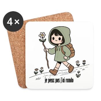 Randonneuse , je peux pas j'ai rando - Dessous de verre (lot de 4) - blanc - Devant