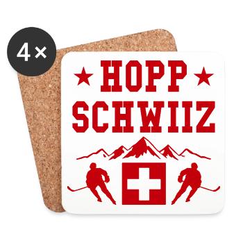 Hopp Schwiiz Eishockey Fan Schweiz Stolz - Untersetzer (4er-Set) - Weiß - Vorne