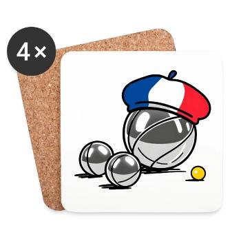 La French Triplette - France pétanque - Dessous de verre (lot de 4) - blanc - Devant