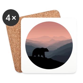 Wild Brown Bear - Coasters (set of 4) - white - Front