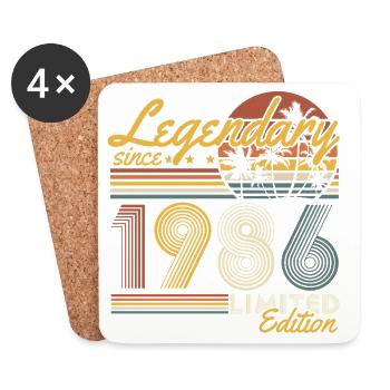 1986 Jahrgang Geburtstag Vintage Retro Geschenk - Untersetzer (4er-Set) - Weiß - Vorne