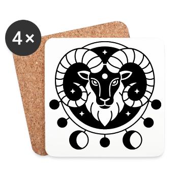 Zodiac sign Aries - Coasters (set of 4) - white - Front