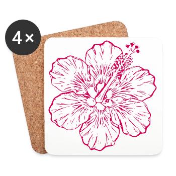 Hawaiian Flower Hibiscus Hibiscus Blossom Holiday Gift - Coasters (set of 4) - white - Front
