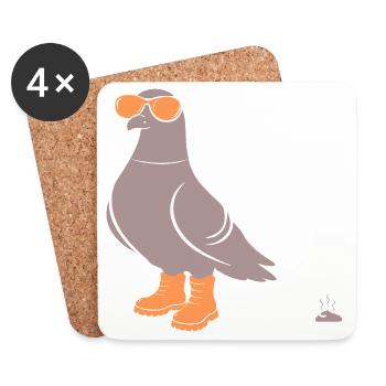 Taube Orange - Untersetzer (4er-Set) - Weiß - Vorne