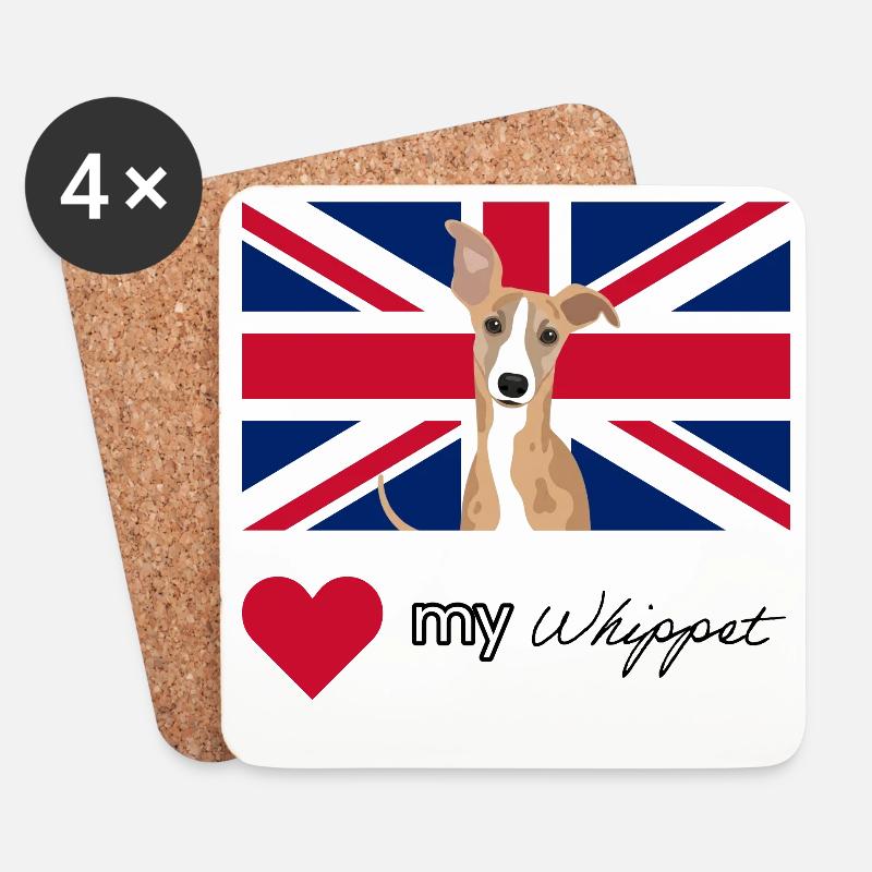 LUVMYWHIPPET (Schwarz) - Untersetzer (4er-Set) - Weiß
