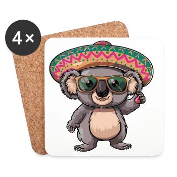 Koala Comic Funny Sombrero - Coasters (set of 4) - white - Front