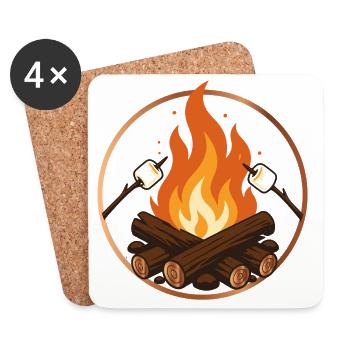 Lagerfeuer mit Marshmallows Camping Motiv  - Untersetzer (4er-Set) - Weiß - Vorne