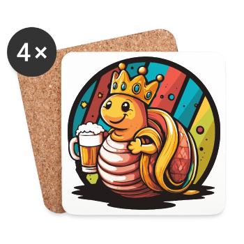 Schnecke Bier Lustig - Untersetzer (4er-Set) - Weiß - Vorne