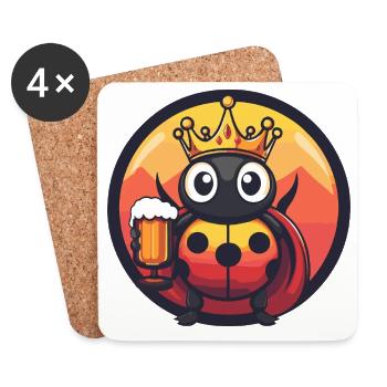 Bière Ladybug Drôle - Dessous de verre (lot de 4) - blanc - Devant