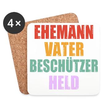 Vatertag Grillmeister Papa Ehemann Männer - Untersetzer (4er-Set) - Weiß - Vorne
