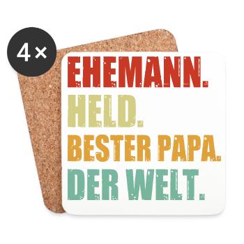 Husband Dad Grill Master Hero Father's Day BBQ  - Coasters (set of 4) - white - Front