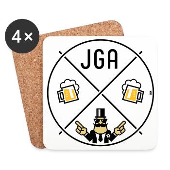 Signe de main du marié pour enterrement de vie de garçon Cercle de bière POS 3C - Dessous de verre (lot de 4) - blanc - Devant