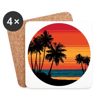 Palmen Strand Sunset Retro - Untersetzer (4er-Set) - Weiß - Vorne