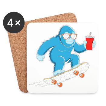 Blauer Yeti Skate & Drink - Untersetzer (4er-Set) - Weiß - Vorne