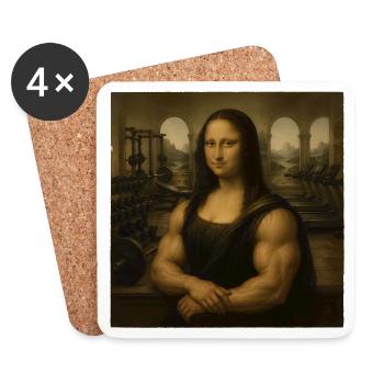 Mona Lifta Leonardo da Vinci Fun Weightlifting - Coasters (set of 4) - white - Front
